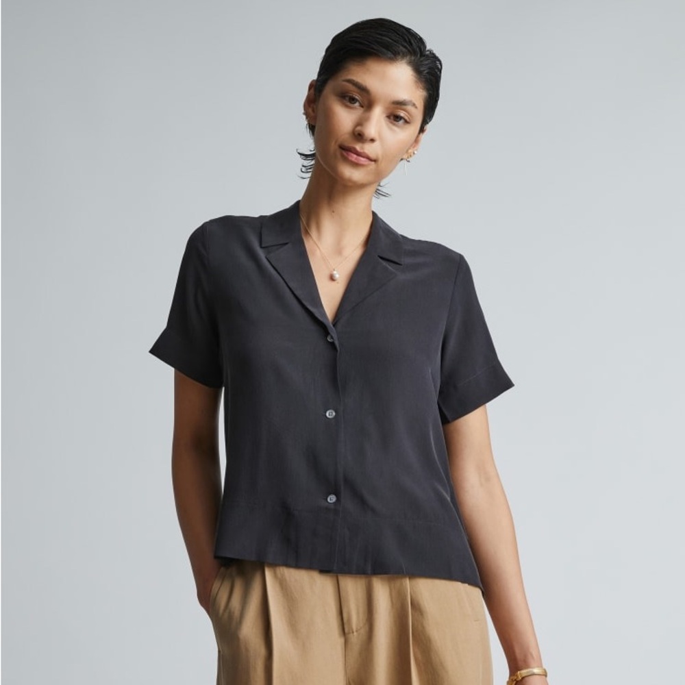 Everlane Clean Silk Short-Sleeve Notch Shirt
